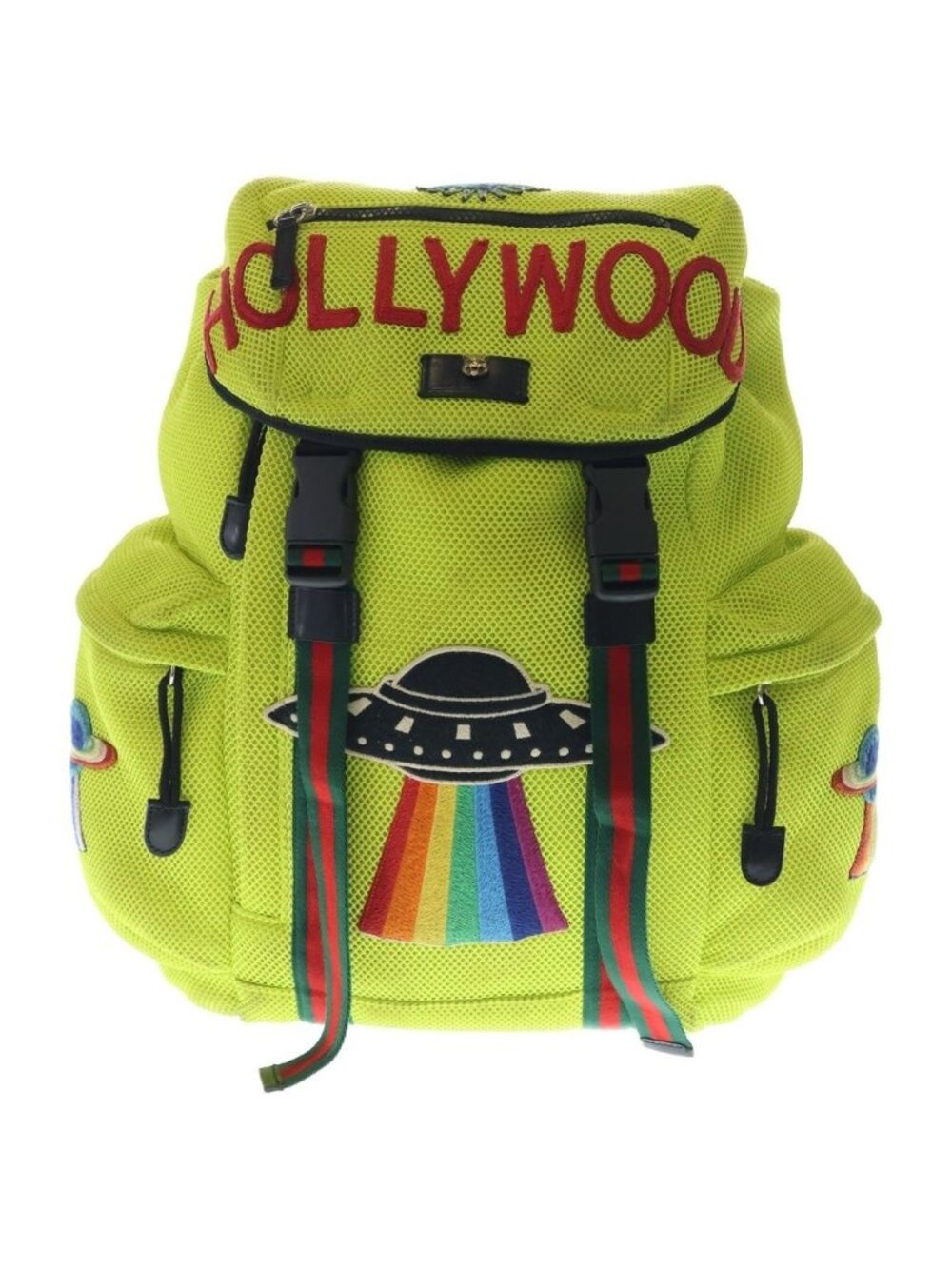 Gucci Applique Mesh Backpack Yellow